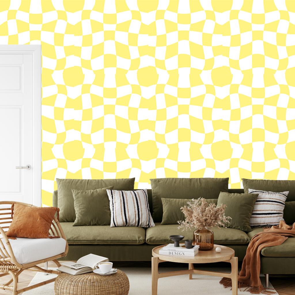 Casual Checkerboard Cream Wallpaper for Living Room and Bedroom 50x1000