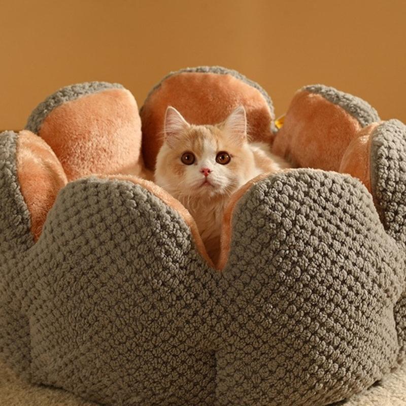 Dog Puppy Flower Bed Round Base Detachable Cushion Sofa for Small to Medium Pet Creative Pet Bed Cute Nest