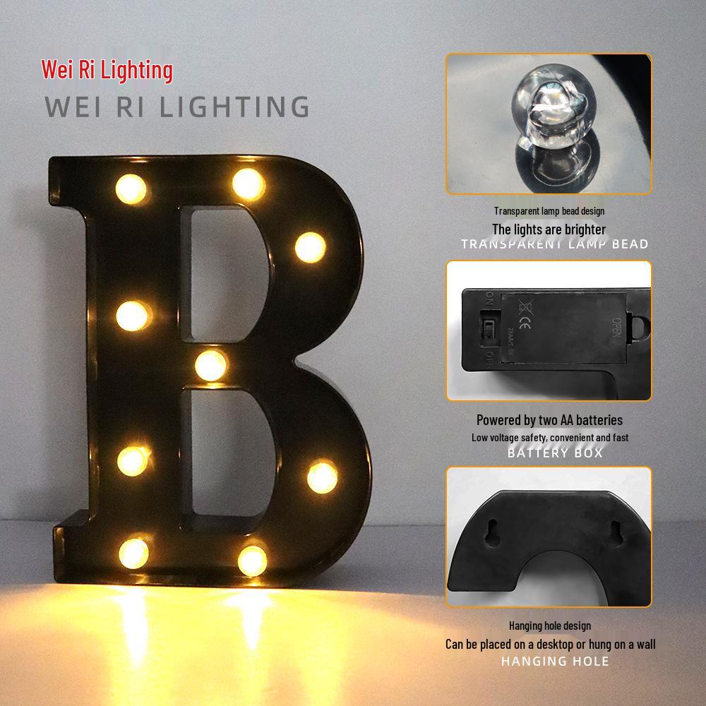 Large LED Luminous Black Letter & Number Lights for Parties and Decor