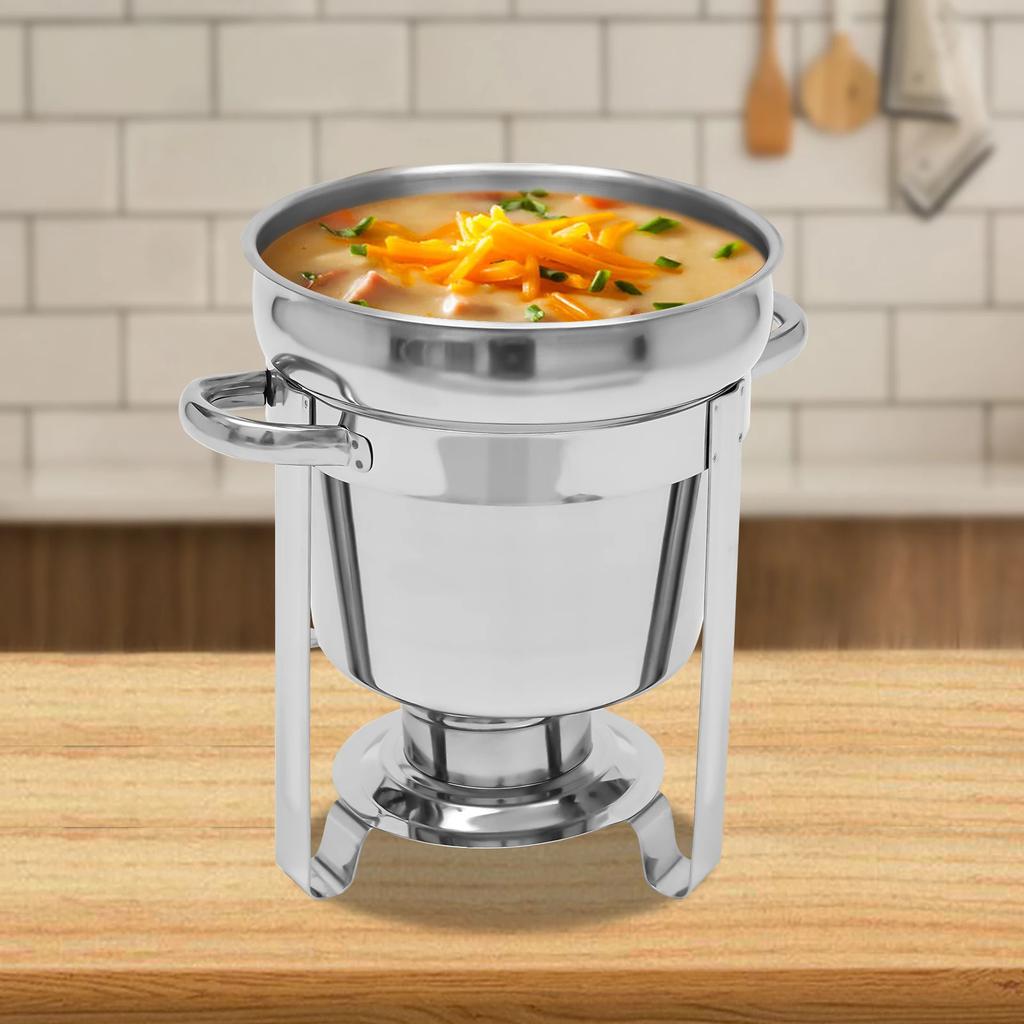7L Single-barrel Stainless Steel Soup Warmer Pot Food Pan W/ Lid Insulated Soup Pot for Self- Environments & Daily Life