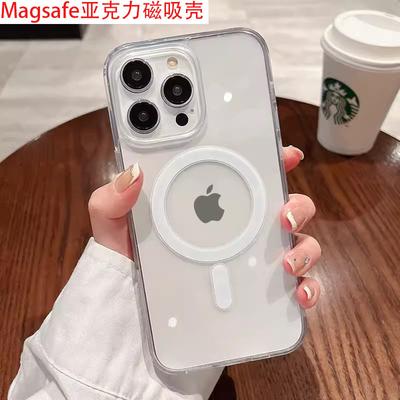 Magnetic Transparent Acrylic Case for Apple iPhone 14/15 Pro/16 with Magsafe Compatibility