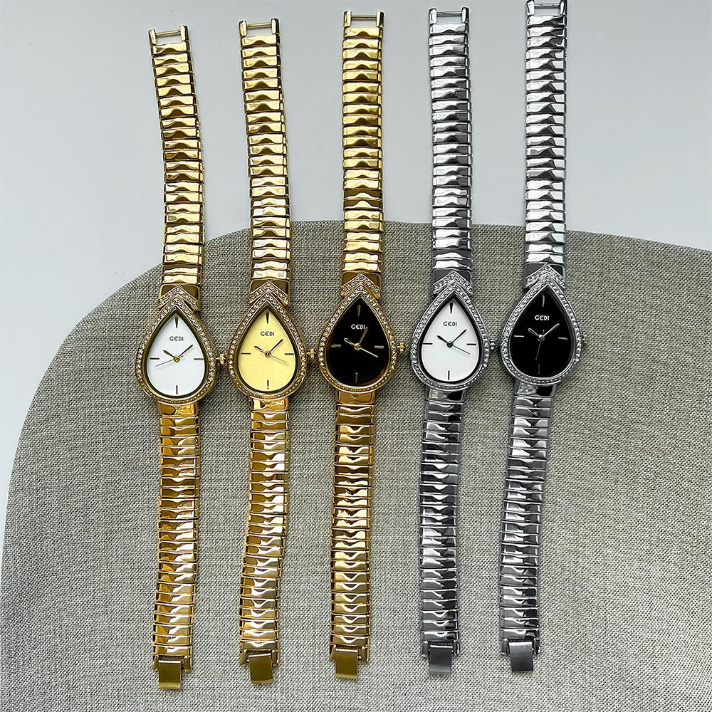GEDI Women's Quartz Watch Fashion Golden Silver Casual Quartz Bracelet Wristwatch Niche Elegant Waterproof Hand Clock for Women