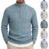 Men's Half Zip Pullover Sweater Warm Knit Long Sleeve Sweater for Fall Winter Casual Wear