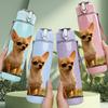 1PC Chihuahua Dog Outdoor 750ml Color Plastic Sports Water Bottle Leakproof Flip Straw Lid Suitable for Sports Office Home Use