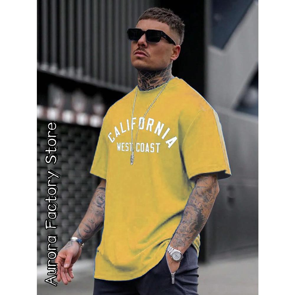 Letni Męski Bawełniany T-shirt Kalifornia Zachodnie Wybrzeże Topy Koszulki Męska Moda Litera Camiseta Krótki Rękaw Odzież Harajuku Streetwear