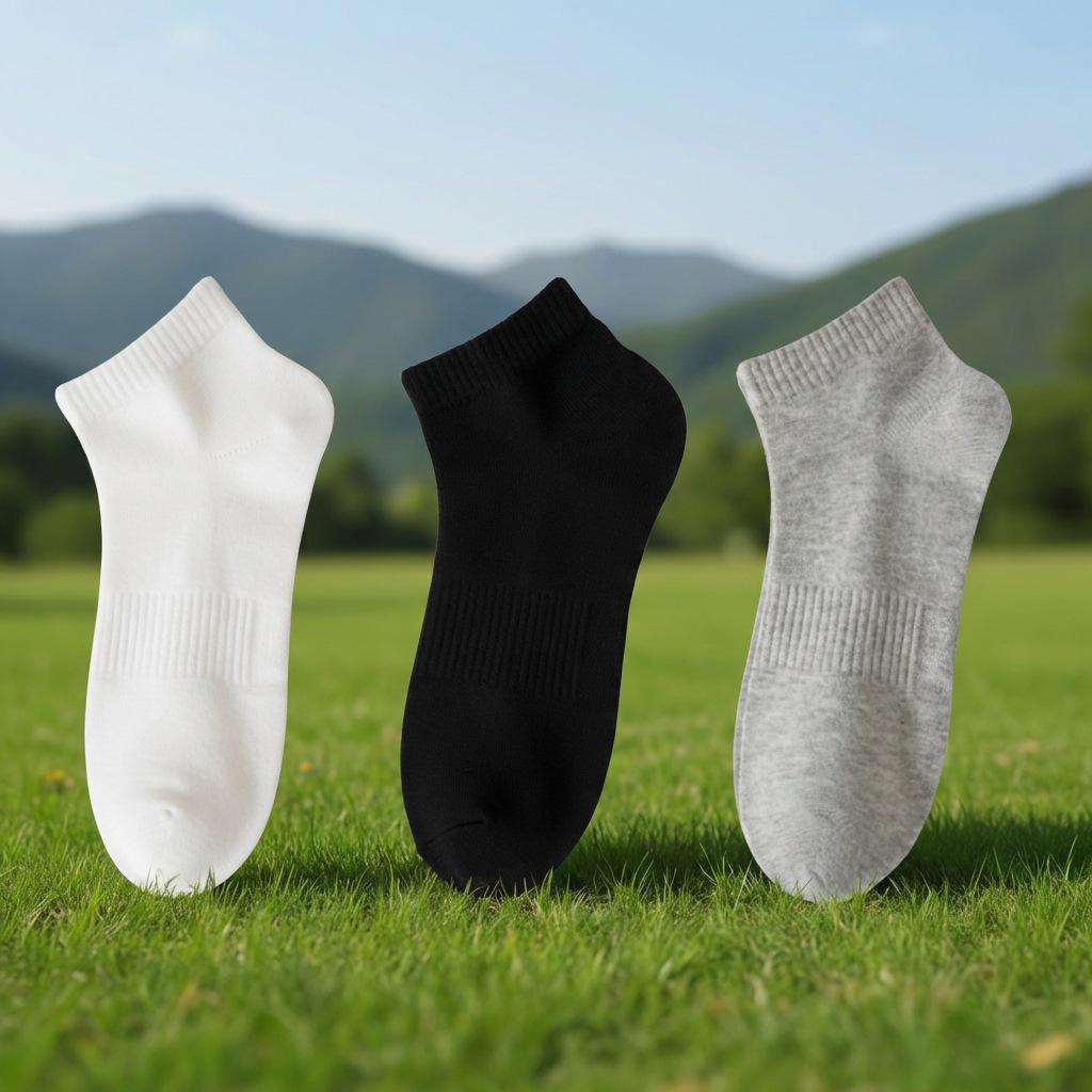 Men's Xinjiang Cotton Mid-Calf Socks: Breathable, Anti-Odor, Solid Color for Spring and Summer