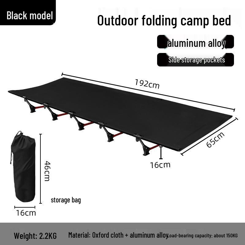 Portable Aluminum Folding Camping Cot for Outdoor, Beach, or Military Use
