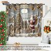 2 Christmas Tree Santa Claus Print Perforated Blackout Curtains Various Size Living Room Insulation Decoration Machine Washable