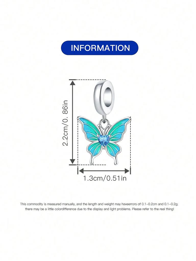 Charms Plata Copper Colors Blue Butterfly Dragonfly Beads Charm Pendant For Original Bracelet For Women Diy Jewelry Love Gift