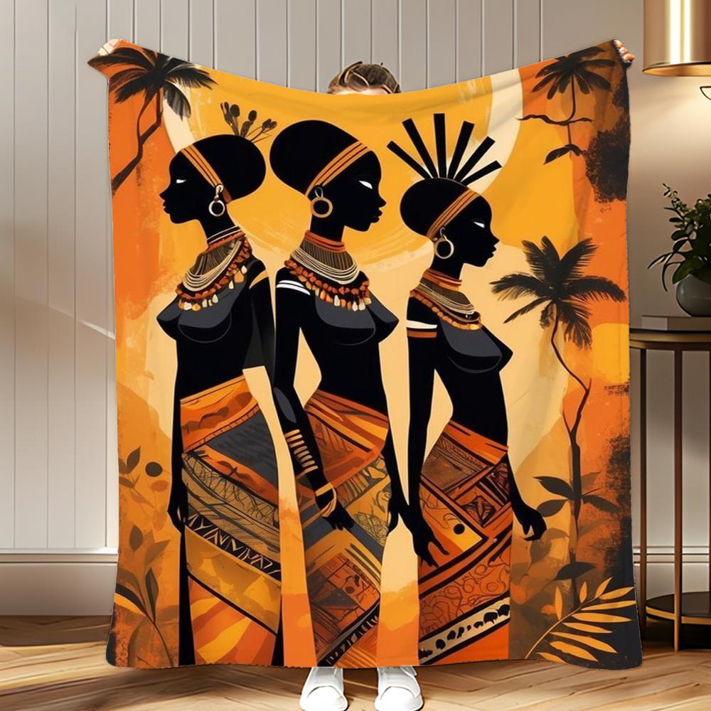 

Abstract Painting African Living Throw Soft Coral Fleece Blanket 310gsm Fluffy Warm Throw for Sofa Bed Couch Bedroom Decor 75x100cm