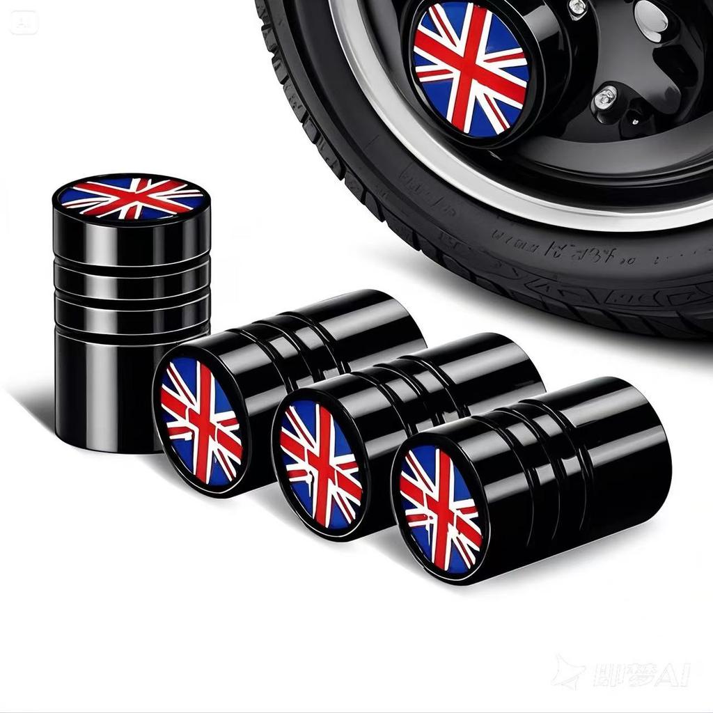 YSA5 4Pcs General UK Flag Bike Moto Car Tires Wheel Valve Cap Cover For Mini Cooper Countryman Clubman R55 R56 R60 F55 F60 Car Stye