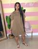 European and American new products independent station large size women's clothing new solid color casual bubble dress dress