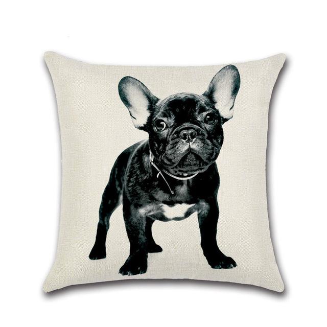 Cartoon Printed Pillow Case Cotton Linen Franch Bulldog Pillowcase Decorative Pillowcases Cover For Car Home