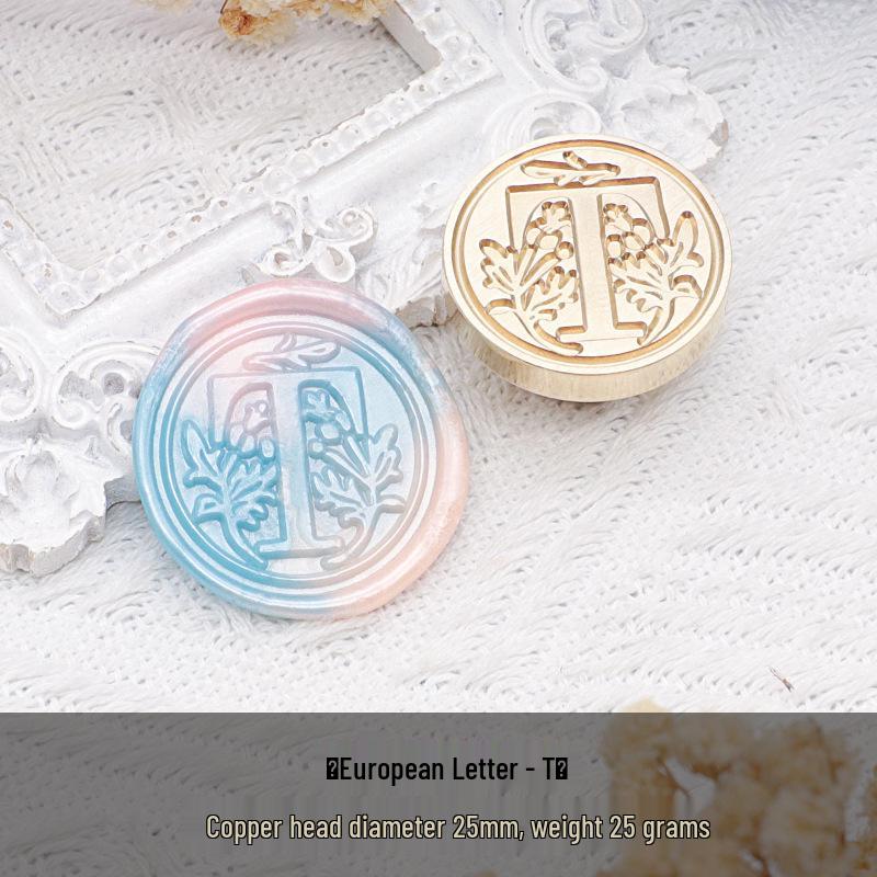 Wax Seal Stamp Head with 26 A-Z Letter Patterns - Retro Copper Design for Envelopes