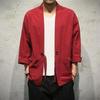 Herren Chinesischer Stil Dreiviertelarm Tang Anzug Kimono Leinen Strickjacke