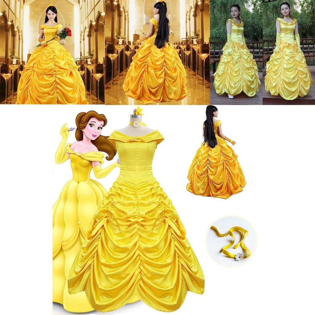 Stunning Off Shoulder Beauty And The Beast Princess Belle Ball Gown Cosplay Dress