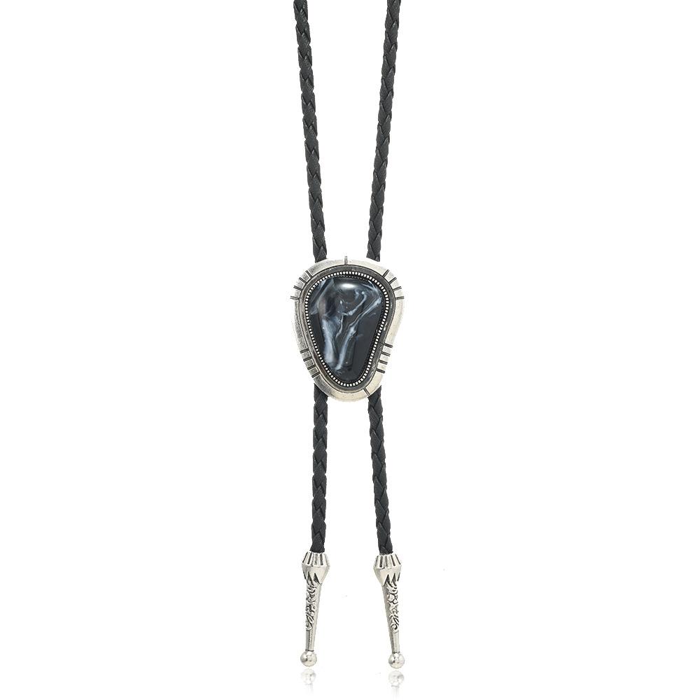 Westliche Bolo Krawatte für Männer Frauen Vintage Stein Anhänger Leder Seil Halstuch Cowboy Lässig Party Hochzeit Bühnenauftritt Kostüm Zubehör