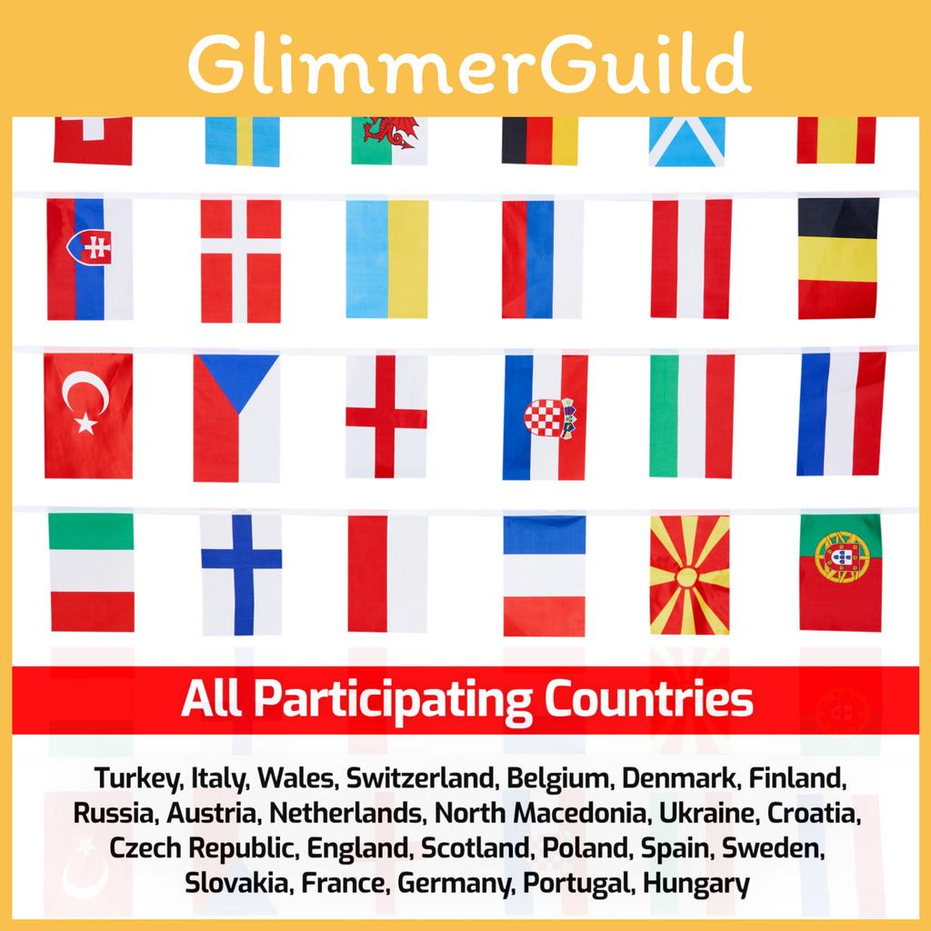 Euro Wimpel 2021 Premium Qualität Turnierflaggen für alle 24 Nationen in lebendigen Farben