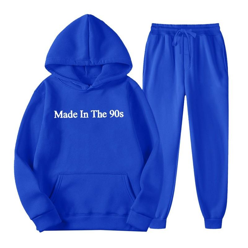 Trendy Unisex Hooded Fleece Lined Sweatshirt Tracksuit