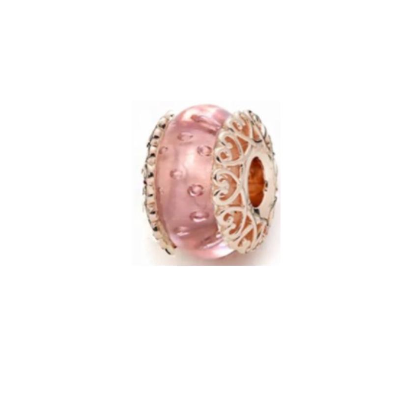 Sparking Rose Gold Charm Beads Pendant Fit Original Snake Copper Bracelet Necklace Bead For Diy Jewelry Women Gift