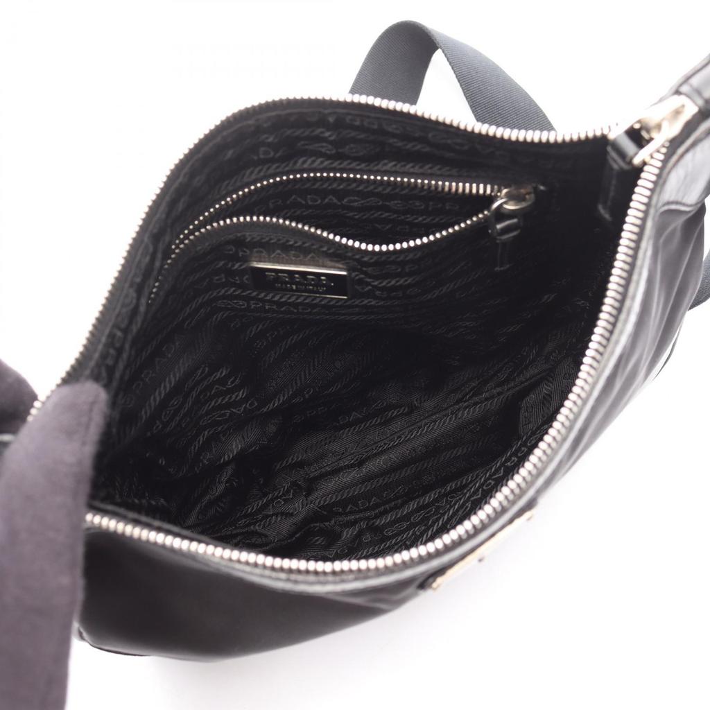 Used PRADA Shoulder Bag Nylon leather Black Used Women