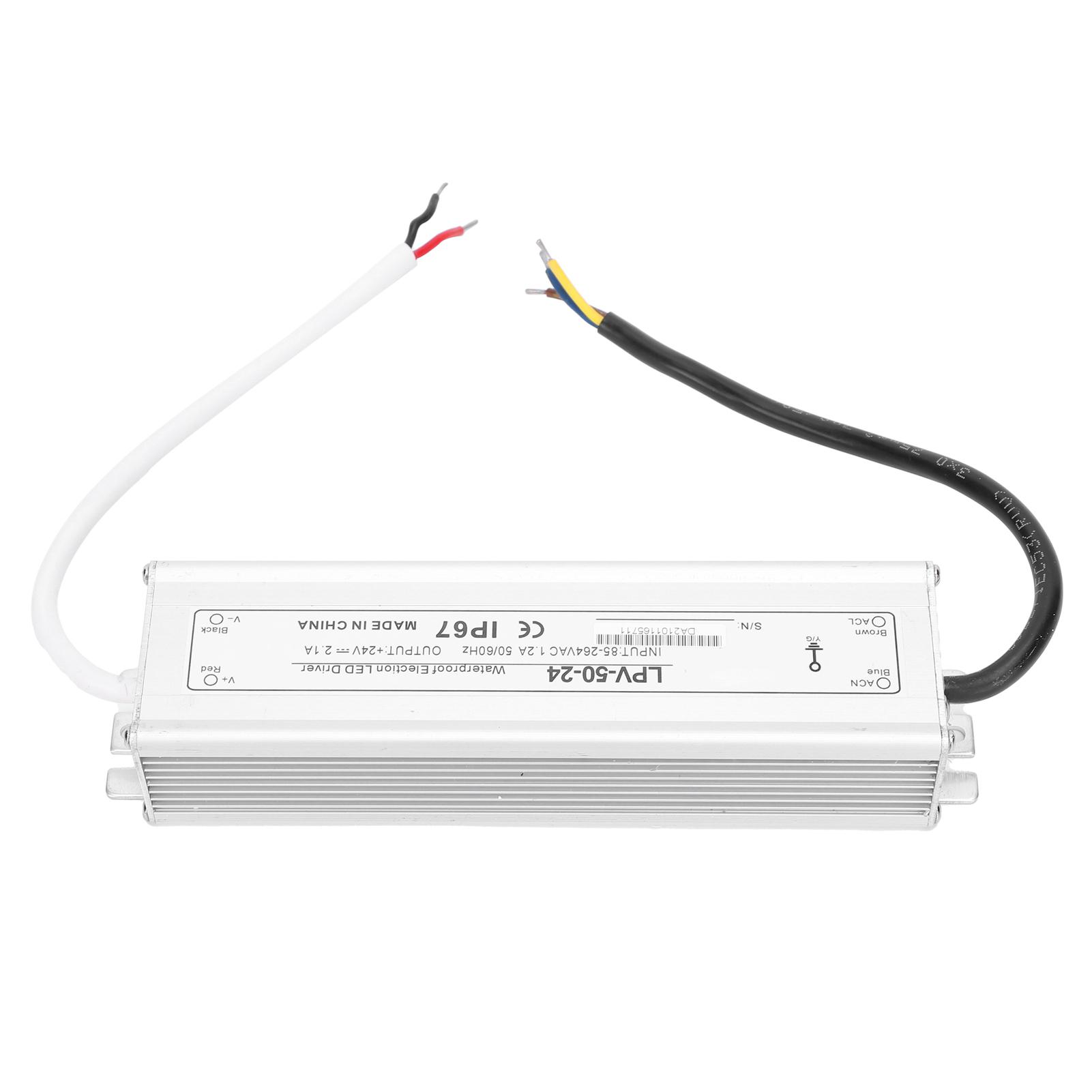 

BERM Waterproof Power Supply Aluminum Alloy Switch Transformer Driver DC24V 50W LPV‑50‑24