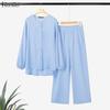 Conjuntos de traje casual de dos piezas con blusa y pantalones de manga larga para mujer