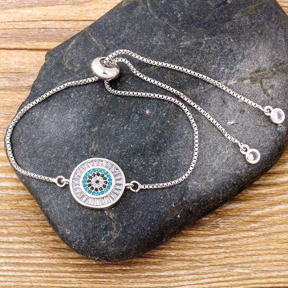 AIBEF Hot Sale Lovely Heart Rainbow Adjustable Bracelet Bangle Cubic Zircon Chain Bracelet Women Jewelry Birthday Gifts