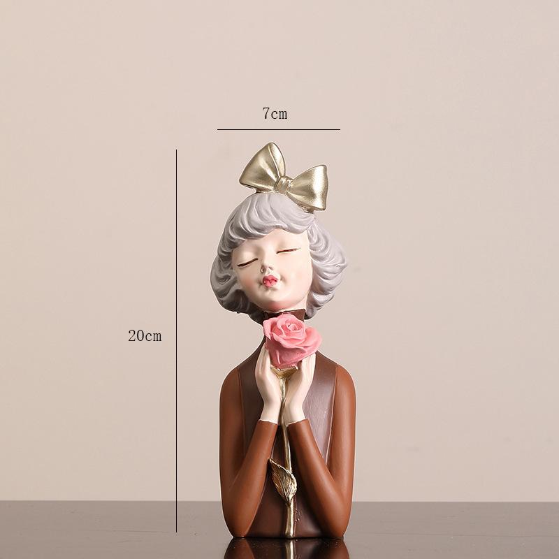 

Легкая роскошная цветочная девочка, украшение Ins Wind, гостиная, тумба под телевизор, сухая цветочная композиция, цветы, поделки из смолы, подарки для девочек