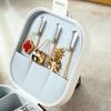 Solid Color Necklace Ring Case PU Handle Earring Organizer Simple Silicone Liner Jewelry Box  Girls