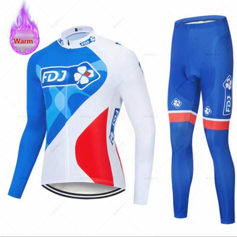 2025 Fdj Winter Thermal Fleece Cycling Jersey Set Sports Team Bike Suit Mountian Bicycle Clothing Ropa Ciclismo Invierno Hombre