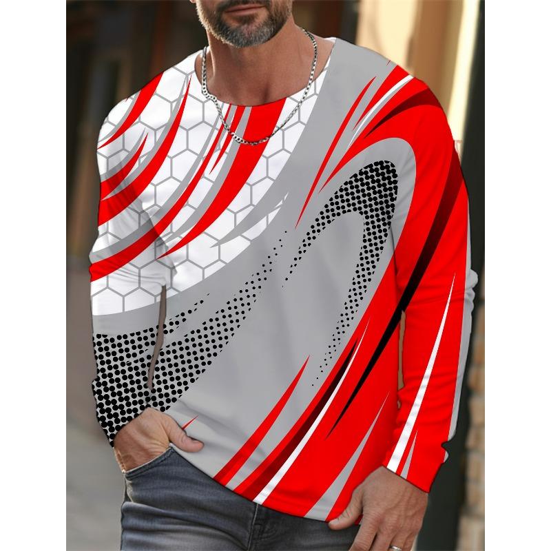 Einfaches Herren Sport Quick-Drying Langarm-T-Shirt 3D-Druck Hohe Auflösung Neues Sport Herren Herbst Lässige Rundhals-Oberteile