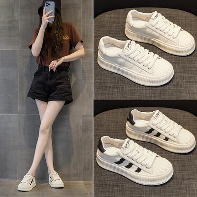 Shell Head Little White Shoes Women's Leather Platform Biscuit Shoes 2025 New Four Seasons Women's Shoes Versatile Sports and Leisure Board Shoes