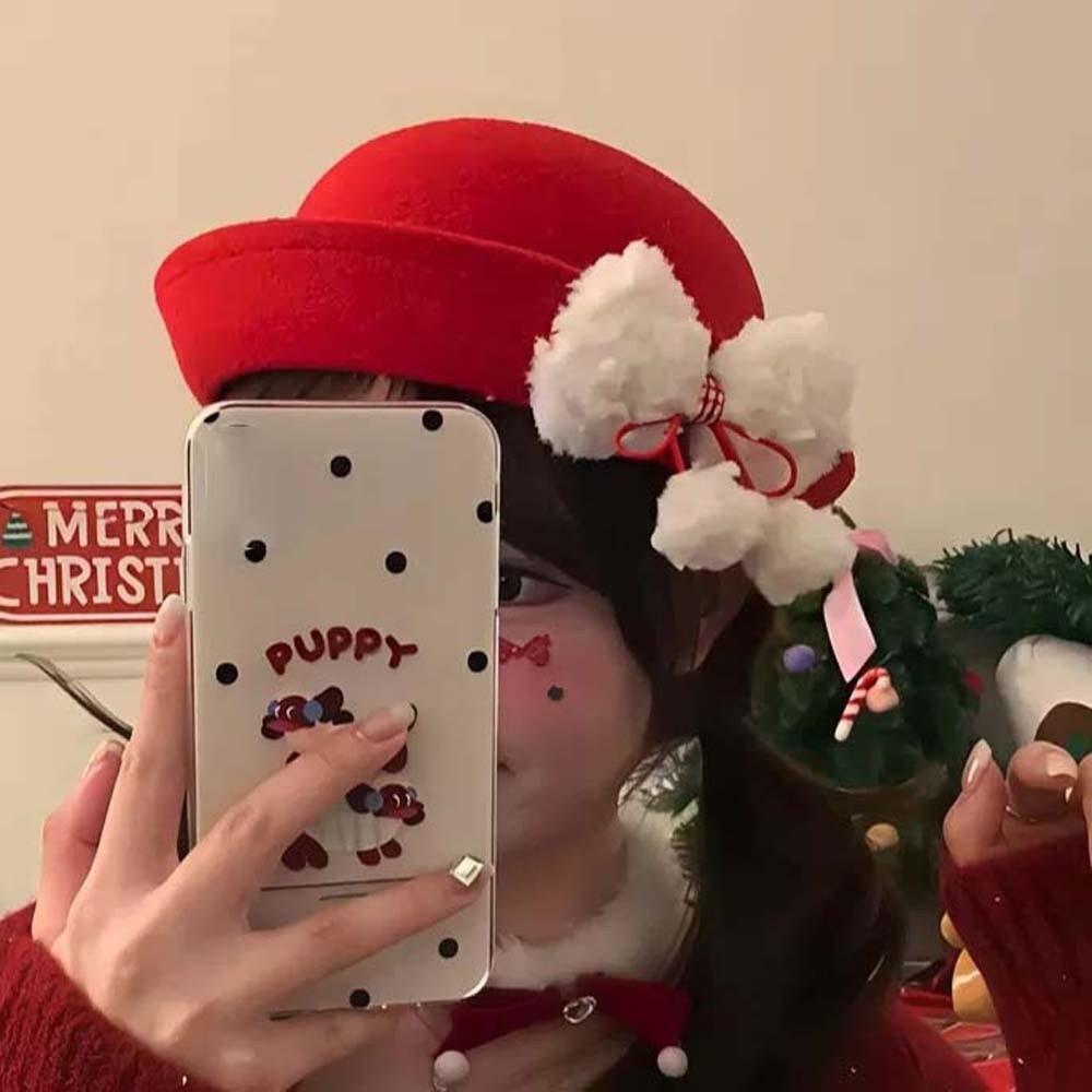 Vintage Looking Red Bowler Hats Japanese Style Girls Dome Hat Basin Hat Woolen Bucket Cap  Winter