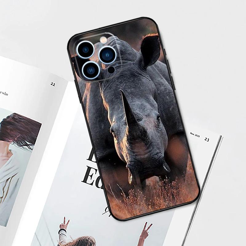 Animal Rhino Phone Case For iPhone 11 12 13 14 15 Pro Max Plus 12 13 Mini 7 8 SE X XR XS MAX Cover Shell