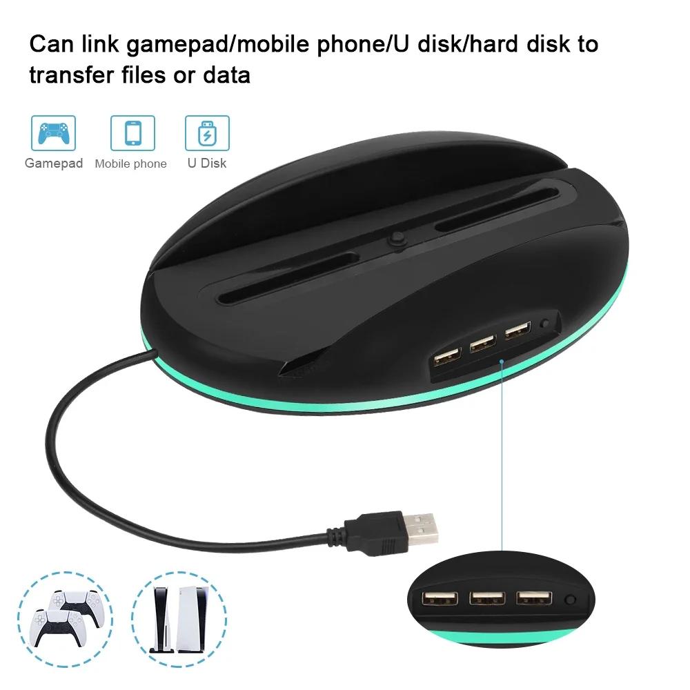 NOVINKA pro herní konzoli PS5 RGB LED vertikální osvětlení držák stojan se 3 porty USB 2.0 pro Playstation 5 PS5 příslušenství