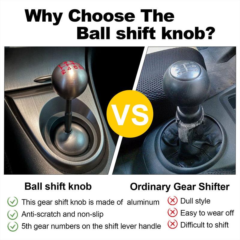 5/6 Speed Car Automatic Manual Gear Shift Knob with M10 Adapter Silvery Round Ball Stick Shift Heads Replacement Shifter