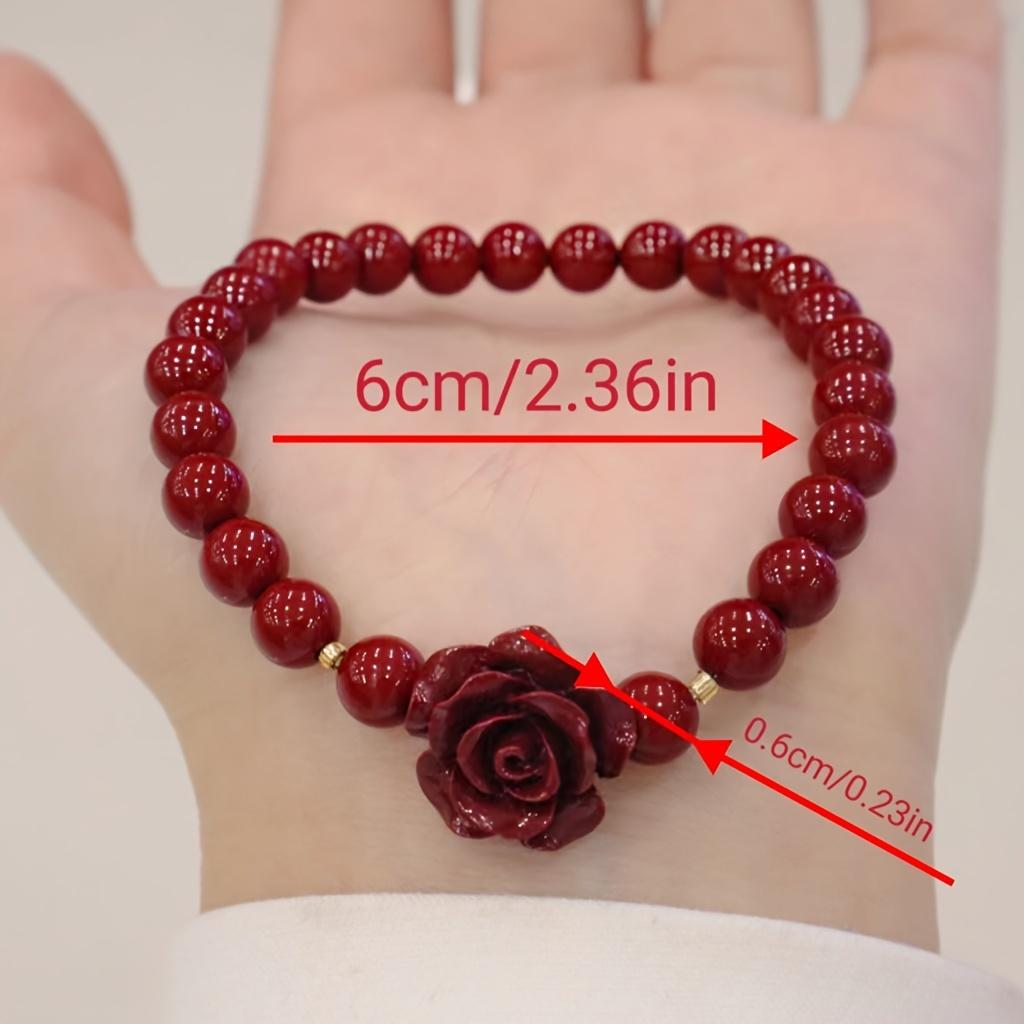2025 Popular Cinnabar Rose Transport Bracelet, Featuring A Rose Single Circle Design and A Fashionable and Versatile Hand Accessory for Both Men