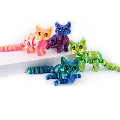 3D-gedruckte niedliche Katzenmodell-Spielzeuge Sphynx-Katzen-Ornament realistische haarlose Figur mit beweglichen Gelenken lustiges Neujahrsgeschenk für Kinder