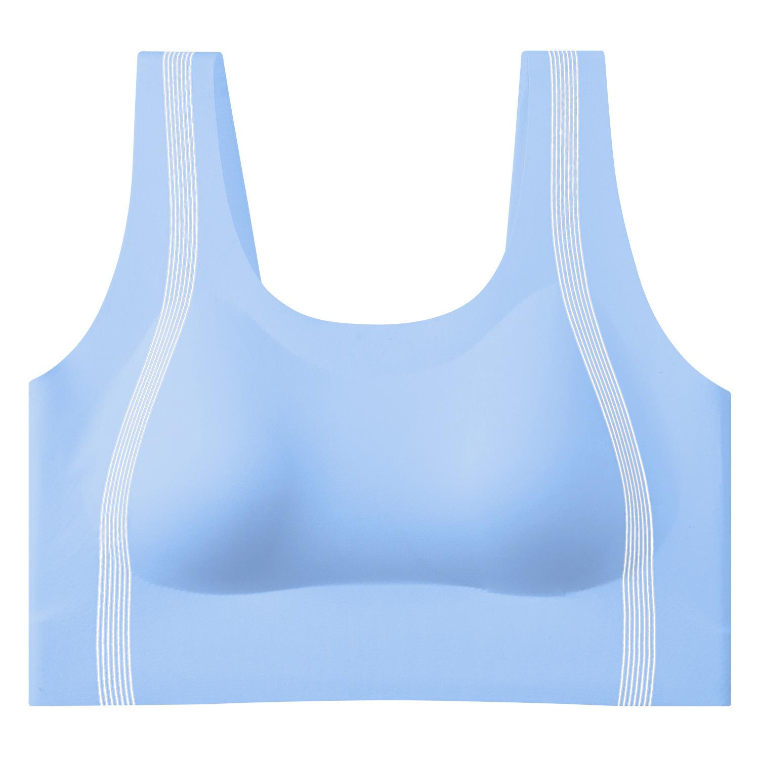

Fixed cup sports bra underwear simple anti-sagging small chest gathering underwear adjustment type sexy breathable s (recommended 40-50kg ) синий