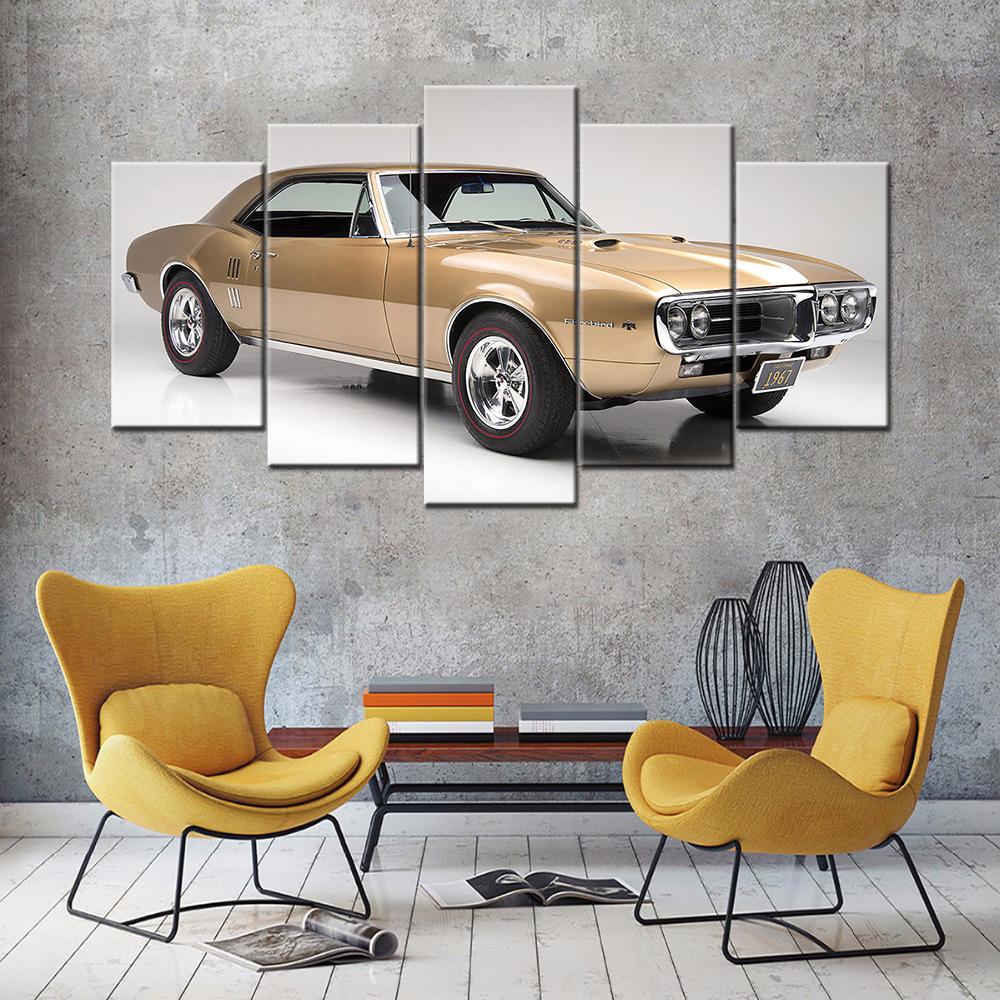 Wall Art  5 Pieces Canvas Paintings Prints Posters 1967 Pontiac Firebird 400 Supercar Pictures For Living Room 20X35 20X45 20X55cm