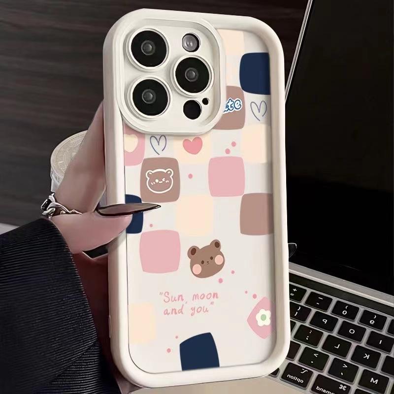 Square Bear Is Suitable for Apple 16 Phone Case 15plus, Matte 14 Silicone 13mini Protective Case 12promax