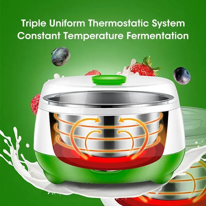 1L Yogurt Maker Mini Automatic Yogurt Machine Household DIY Yogurt Tools Kitchen Appliances StainlessSteelTank Appliances Yogurt