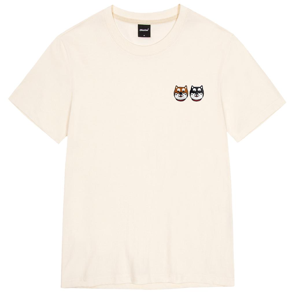 OKSTAR Shiba Friends Embroidered Short Sleeve T-Shirt (Type B)