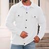 Men's Casual Double-Pocket Lapel Jacket Solid-Color Small Check Loose Long Sleeve Outerwear Shirt