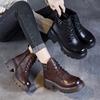 Leather Martin boots women's autumn and winter single boots 2026 new velvet thick heel platform short boots