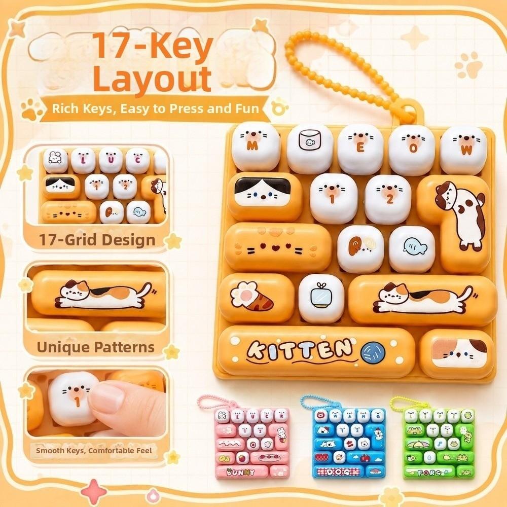 Pressable Keys Fingertip Button Keyring Cartoon Stress Relief Fidget Toy Travel Use