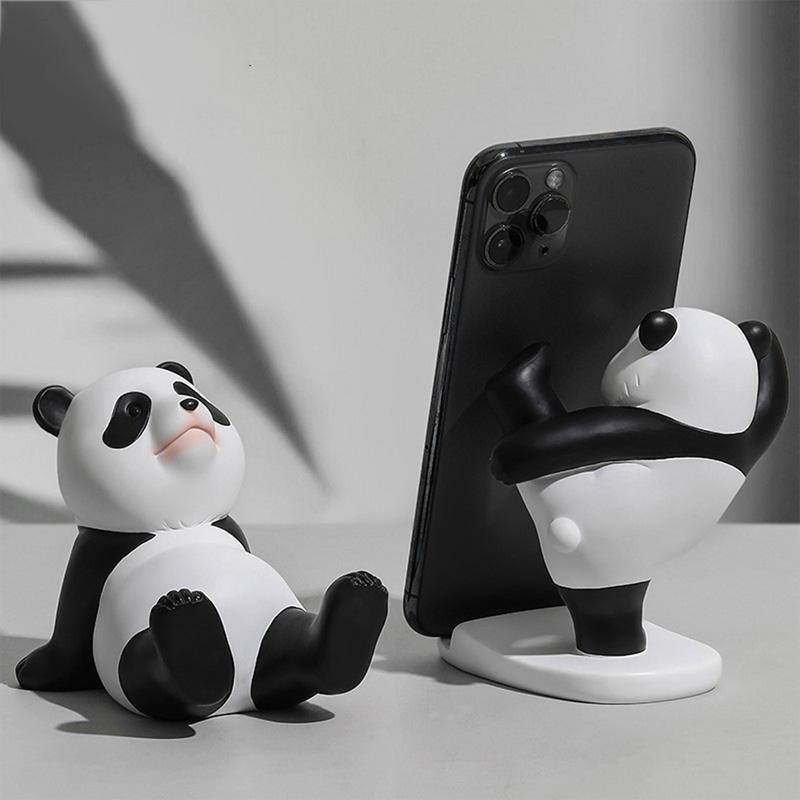 Panda Handyhalter Cartoon Panda Form Handyhalter für Schreibtisch Rutschfest Stabil Multifunktional Dekorative Panda Schreibtischaccessoires