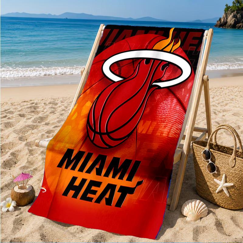 Miami-Heat Basketball Art Beach Towel, Microfiber Beach Towel, Perfect For Pool, Beach, Travel, Home Decor Beach Party Fan gifts