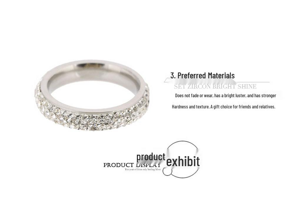 Anello Retro Curvo 6MM in Acciaio Inossidabile con Diamante Incassato - Anello da Nocca in Stile Europeo e Americano per Donna
